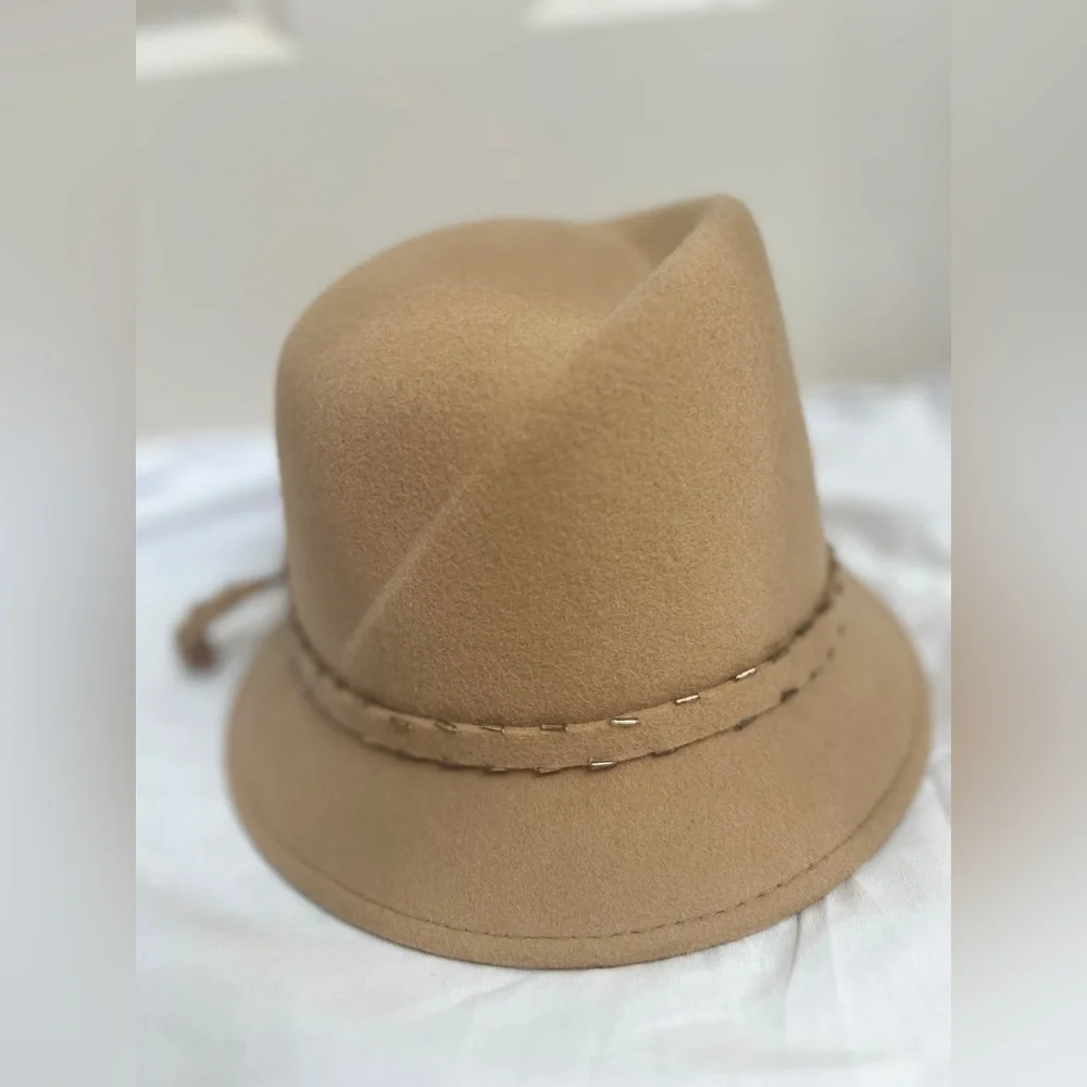 Tan 100% wool Hat with Braided Detail - Picture 4 of 8